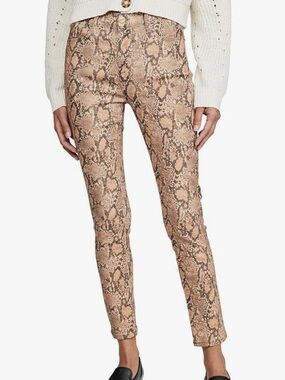 Frame Denim Tan & Brown Snake-Print Skinny Jeans